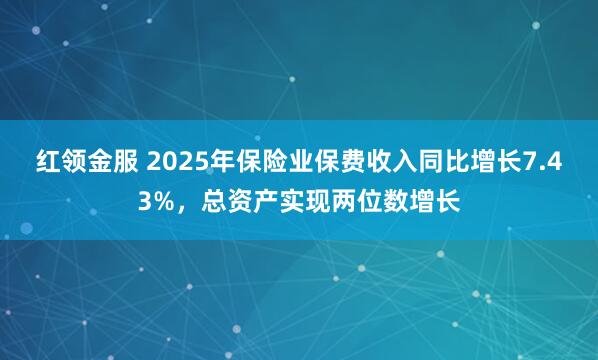 红领金服 2025年保险业保费收入同比增长7.43%，总资产实现两位数增长